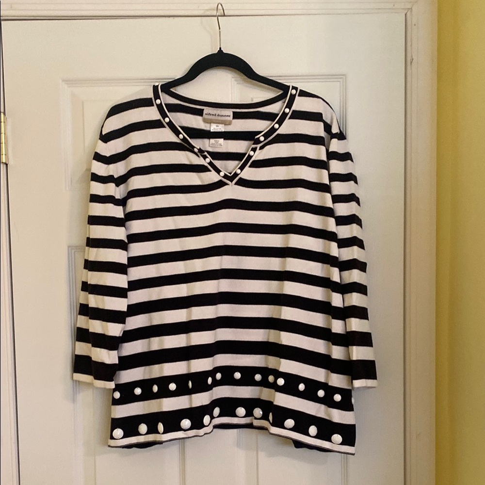 Black and White Striped Women's Top